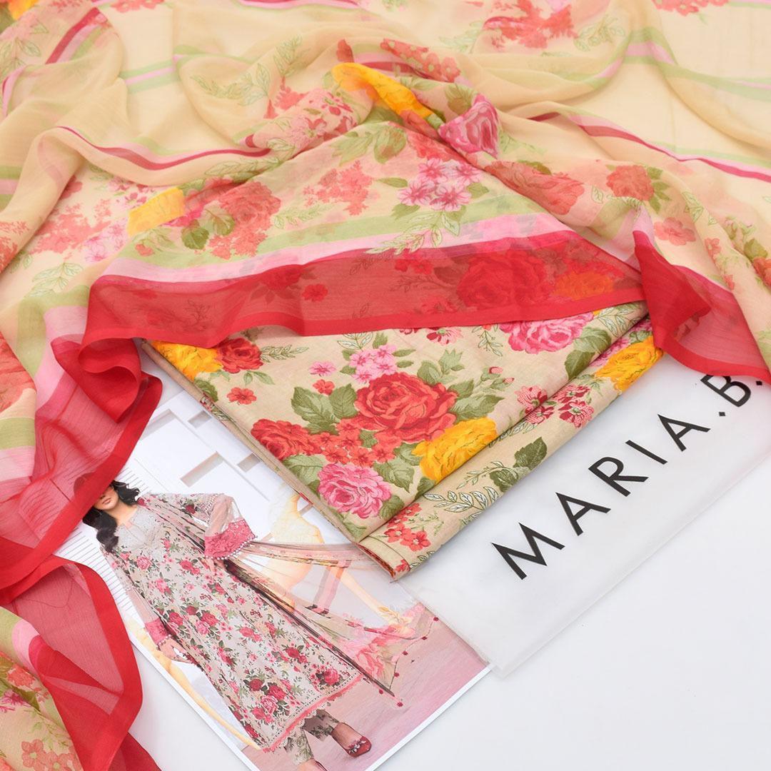 3 Pcs Women's Unstitched Printed Suit