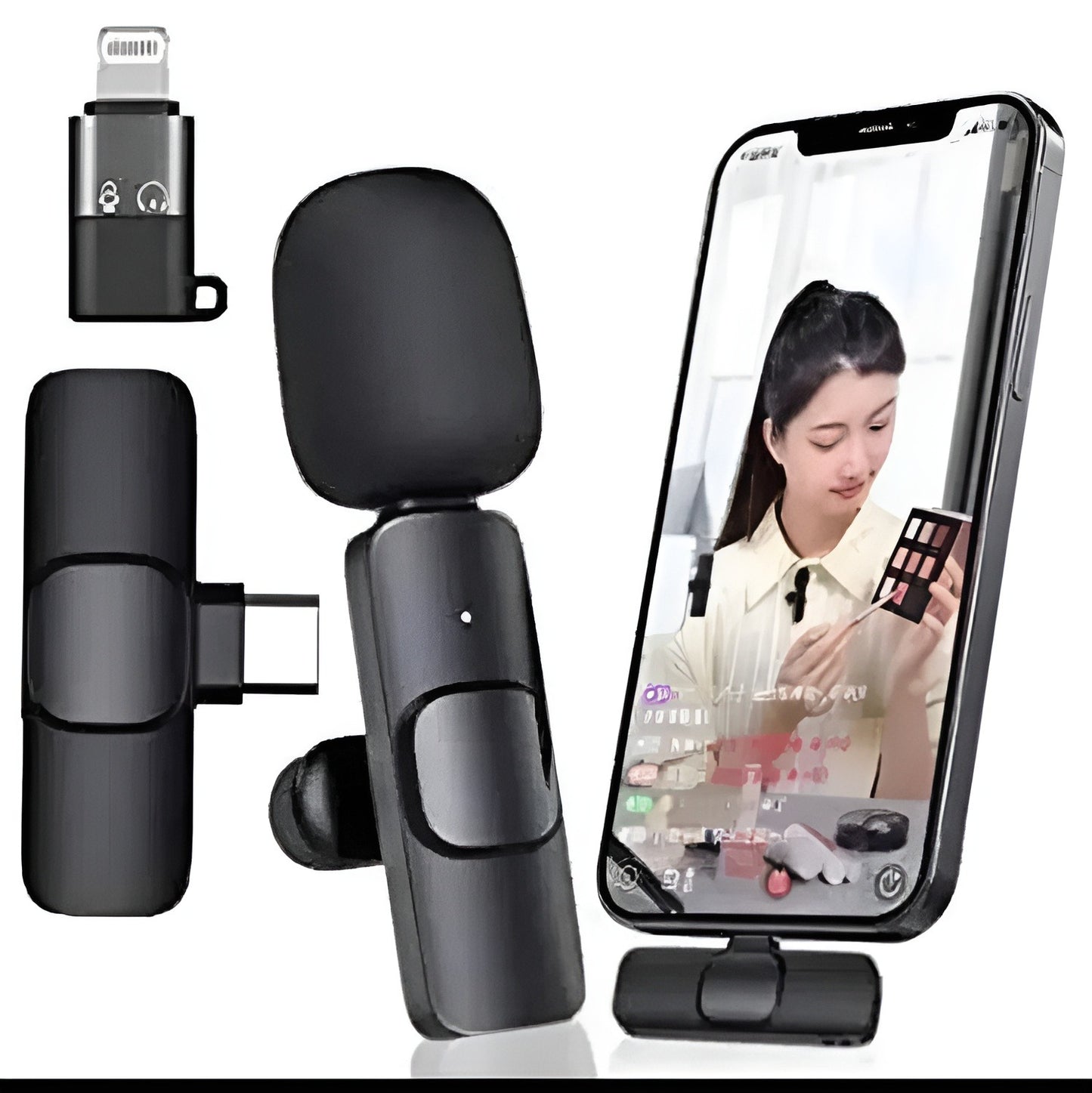 Wireless MIC K8 MICROPHONE Vlogging Mic with Microphone Accessories Video for Type C Android, IOS Lightining & 3.5mm Jack