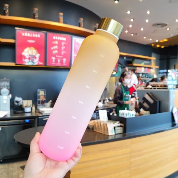 1l Motivational Water Bottle 32oz Reusable Plastic Drinking Bottle With Time Marker Leak-proof Fashion Style Bottle For Travel