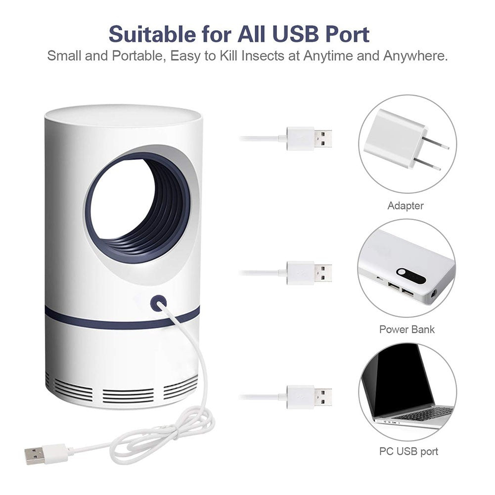 Electric Mosquito Trap Blue Light Mosquito Killer Lamp with USB Power Suction Fan