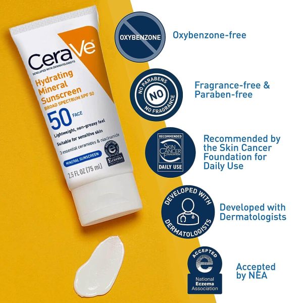 Cerave Hydrating Mineral Sunscreen Spf 50 | 100 Ml – Sunblock