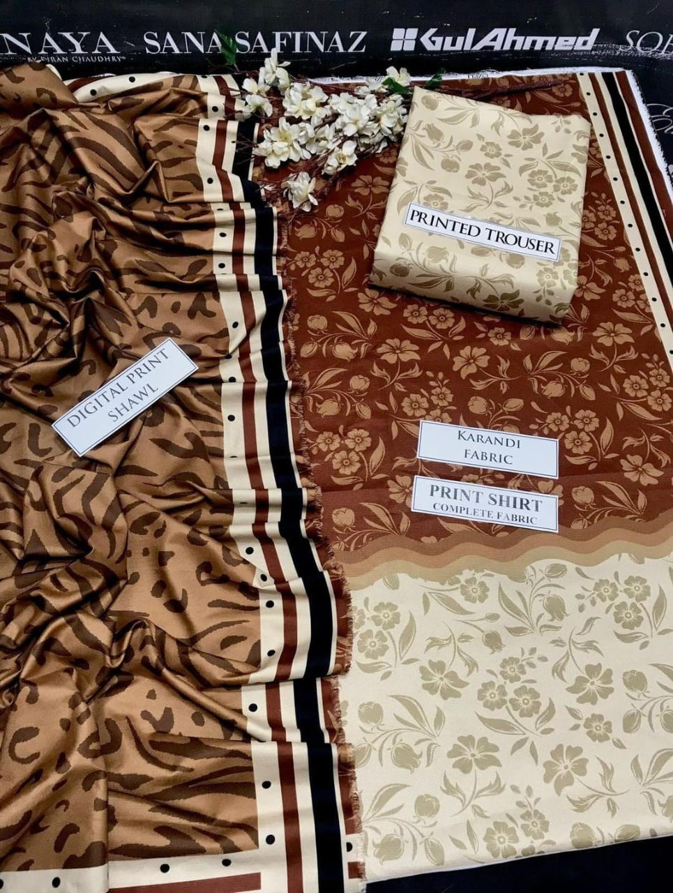 Stylish Orange Karandi Suit Set with Digital Print - 3 Pcs Ensemble