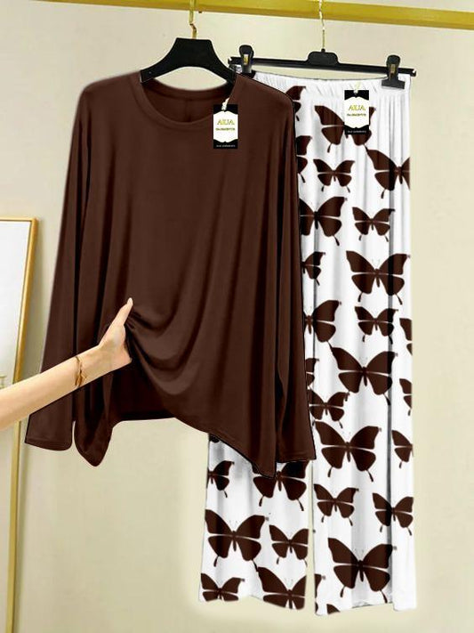 2 Pcs Women's Stitched Plain Sleep Trouser