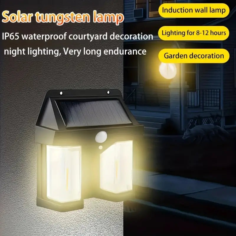 Solar Wall Light with Motion Sensor & Tungsten Bulb – Multi-Mode Outdoor Lighting | Weatherproof, Energy-Saving & Easy to Install