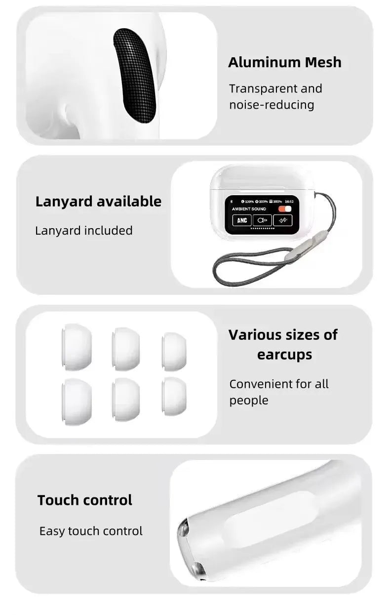 A9 Pro Airpods Pro | Screen Airpods A9 Pro LCD Earbuds- for android & IOS