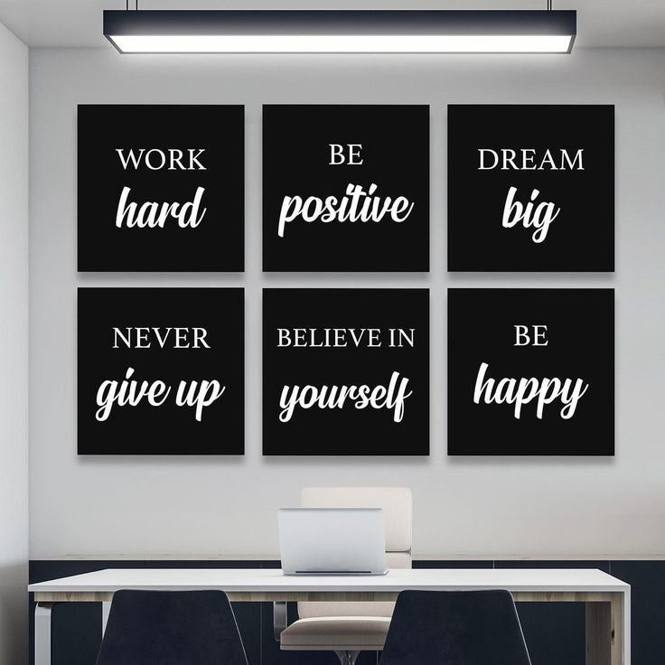 Set Of 6 Motivational Wooden Canvas Frames For Wall Decore / Sticky Phototiles Frames