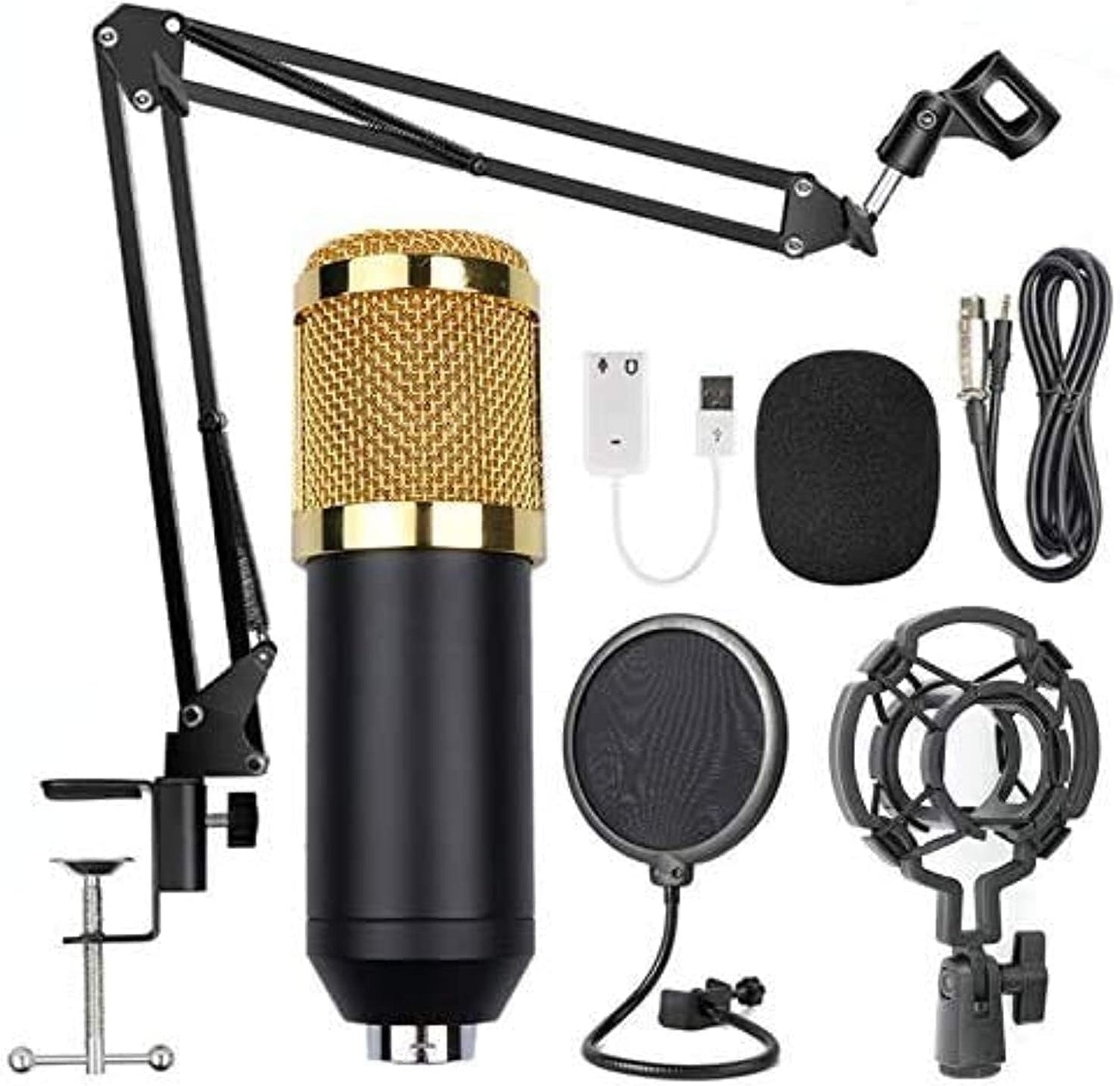 Podcast Mic Set With Live Sound Card,condenser Microphone With Rechargeable 12 Kinds Of Auxiliary Background For Karaoke Singing, Youtube Recording