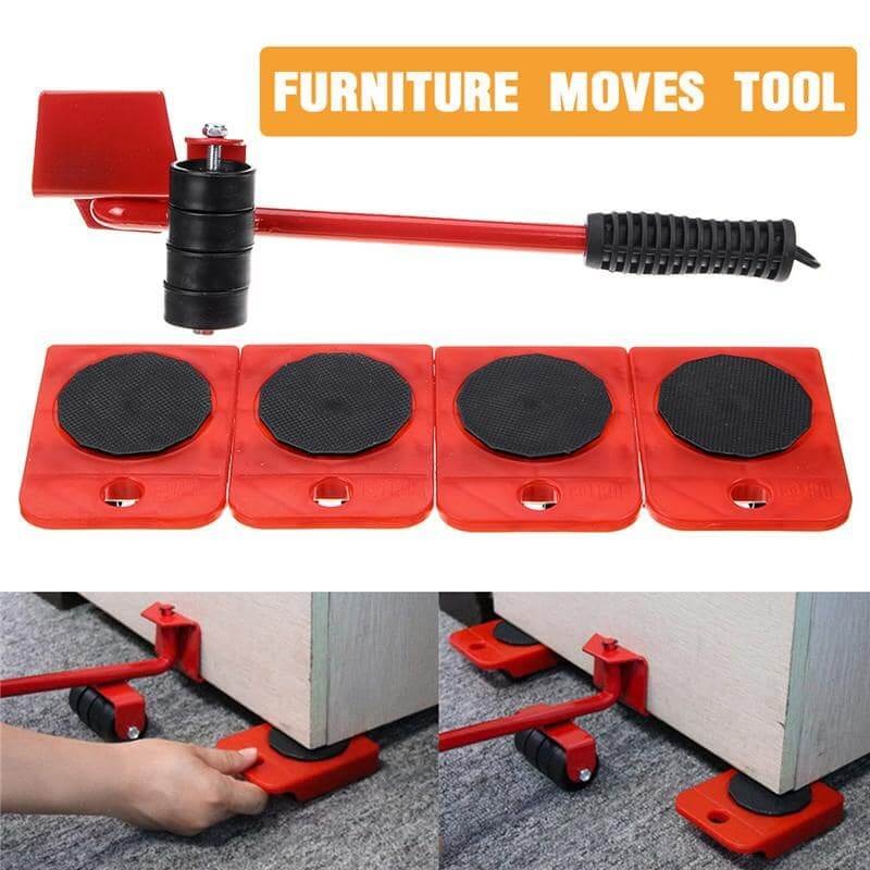 (5 In 1) Heavy Furniture Move Tool Lifter Moving Kit Slider Remover Rolling Wheel Corner Mover Set