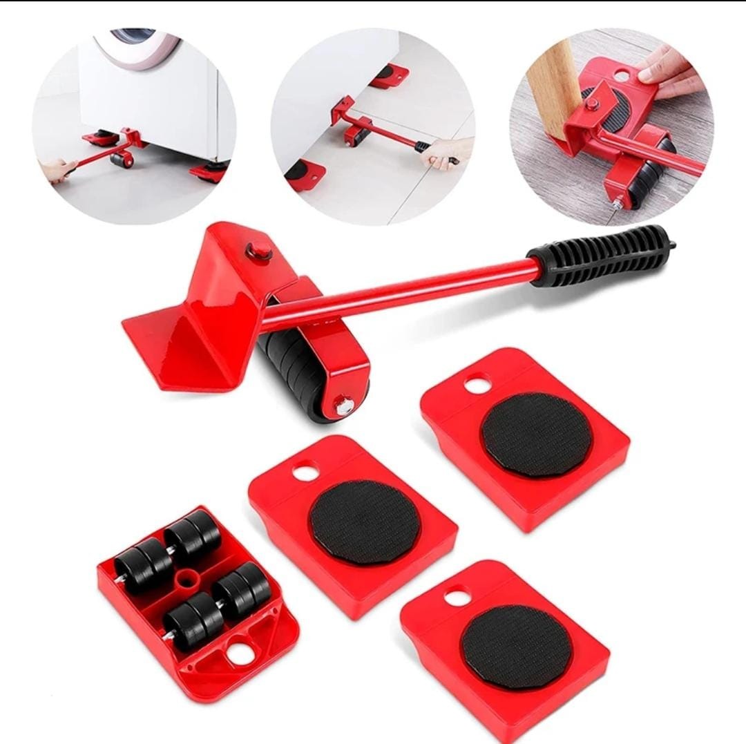 (5 In 1) Heavy Furniture Move Tool Lifter Moving Kit Slider Remover Rolling Wheel Corner Mover Set