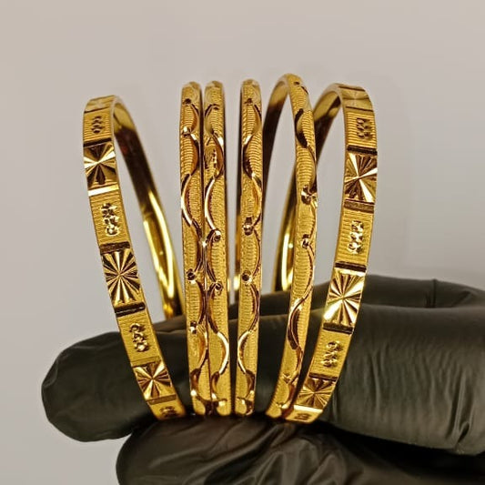 Luxurious Gold Plated Bangles For Girls | Ladies – 2 Piece Bangles | 4 Piece Churiyan | With Beautiful Box In 2.5 Inch Size | Gold Plated Bangles For Wedding | Special Occasion