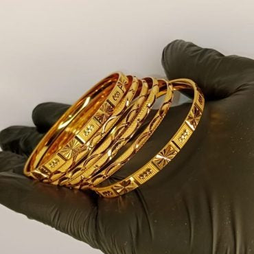 Luxurious Gold Plated Bangles For Girls | Ladies – 2 Piece Bangles | 4 Piece Churiyan | With Beautiful Box In 2.5 Inch Size | Gold Plated Bangles For Wedding | Special Occasion