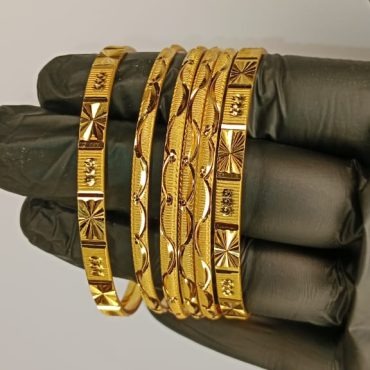 Luxurious Gold Plated Bangles For Girls | Ladies – 2 Piece Bangles | 4 Piece Churiyan | With Beautiful Box In 2.5 Inch Size | Gold Plated Bangles For Wedding | Special Occasion