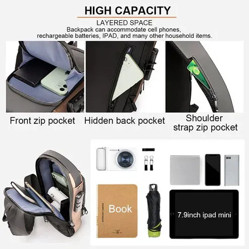 Chest Bag Multi function Cross-body Sport Running Travel Sling Pack Anti-theft For Men