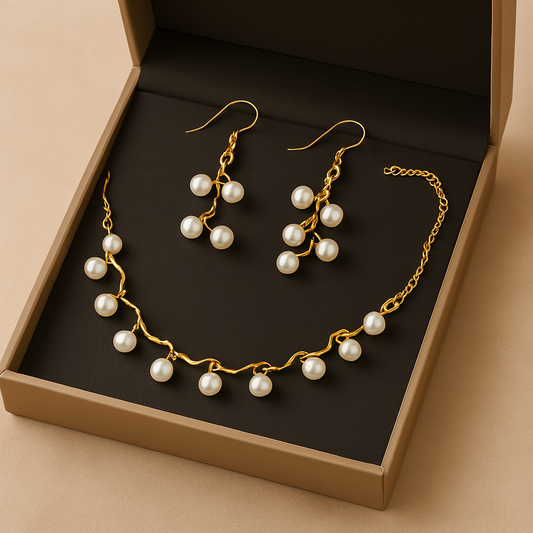 Zig Zag Black & White Choker With Earrings